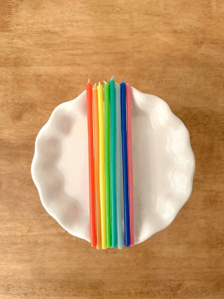 Rainbow Beeswax Birthday Candle Set 🌈8🎂