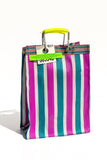 RECYCLED PLASTIC STRIPE BAG - Rectangle D15: Green x Red