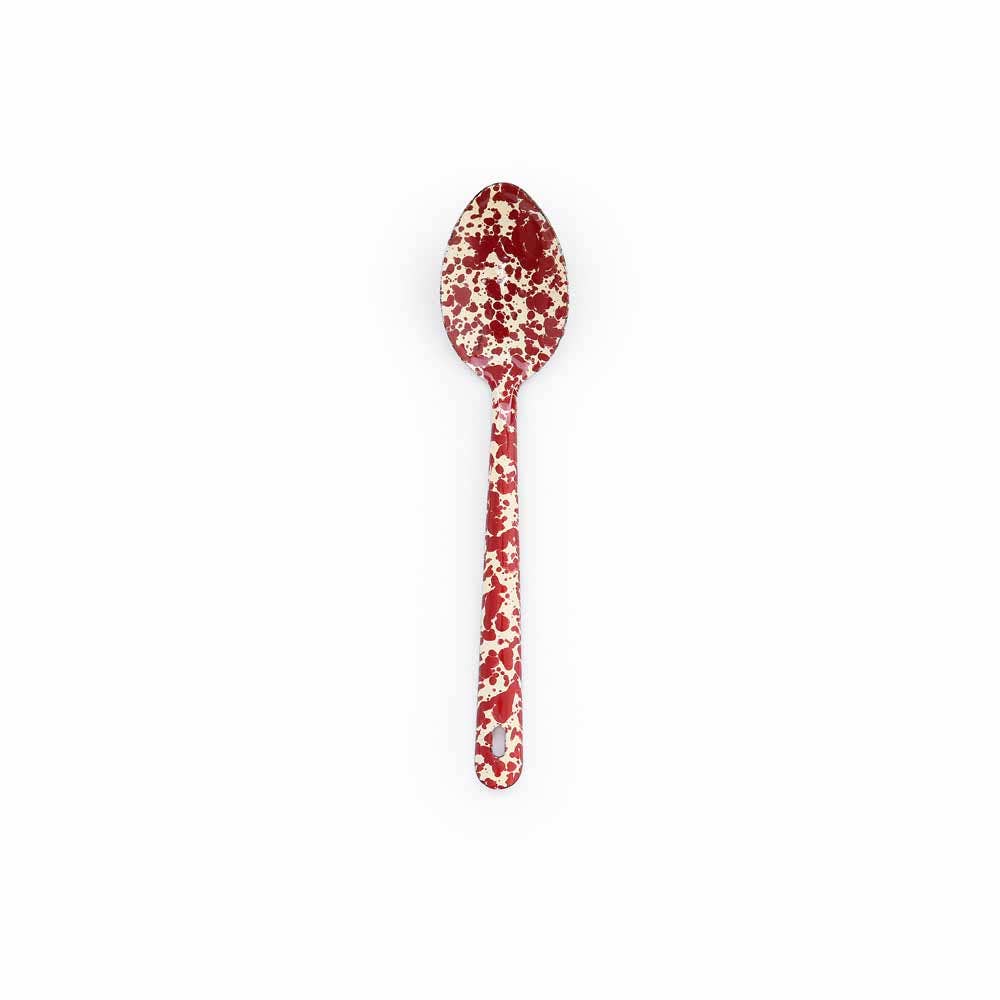 Splatter Enamelware Large Serving Spoon: Red Splatter