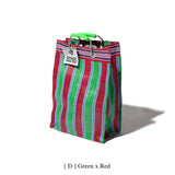 RECYCLED PLASTIC STRIPE BAG - Rectangle D15: Green x Red