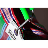 In stock March 2:  RECYCLED PLASTIC STRIPE BAG : Green x Red (Square)