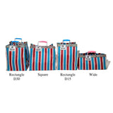 In stock March 2:  RECYCLED PLASTIC STRIPE BAG : Green x Red (Square)