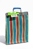RECYCLED PLASTIC STRIPE BAG - Rectangle D15: Green x Red
