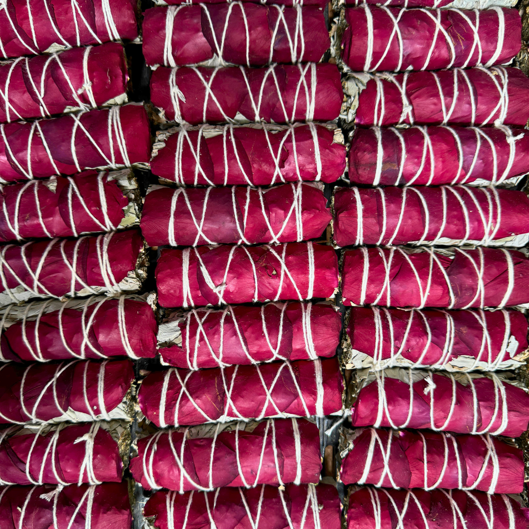 White Sage Smudge Wands with Red Rose Petals