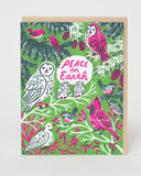 Peace Birds Letterpress Holiday Greeting Card by Phoebe Wahl: Paper tab