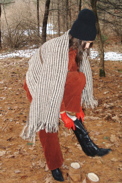 Vintage Angora Blend Striped Shawl