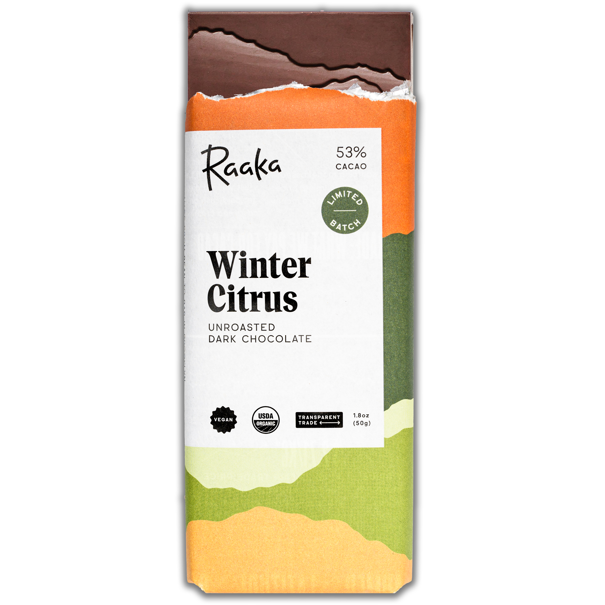 Raaka 53% Winter Citrus Chocolate Bar - Limited Winter Edition