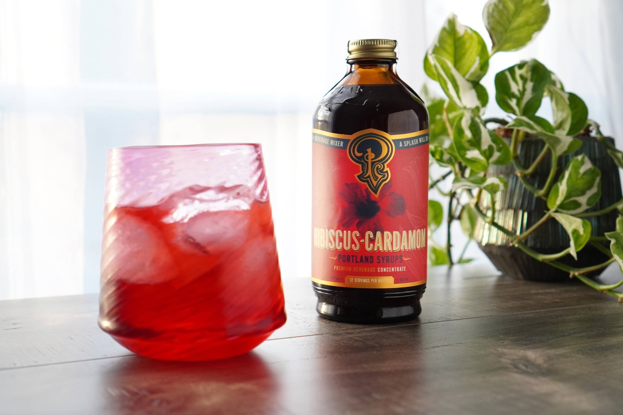 Hibiscus Cardamom Syrup 12oz  - cocktail / mocktail mixer