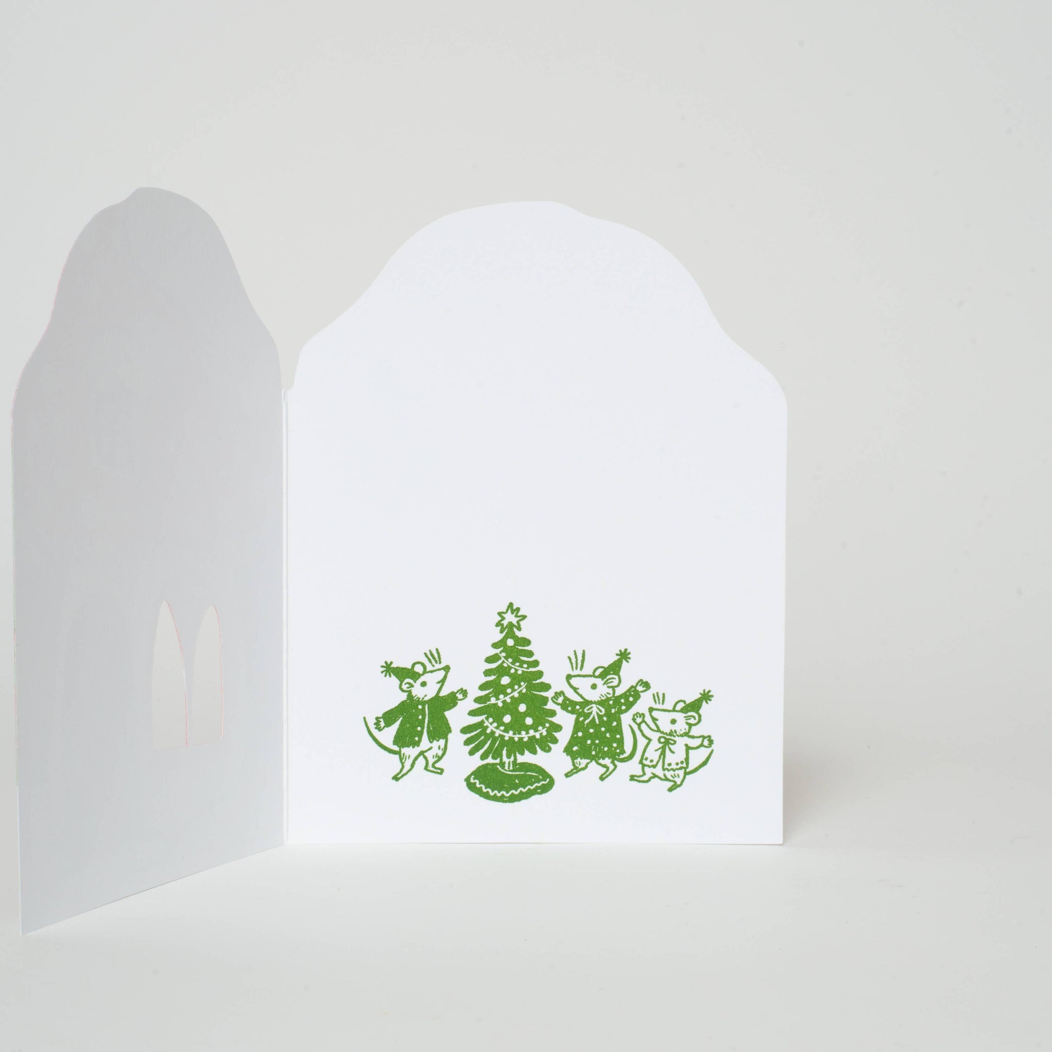 Merry Mushroom House Letterpress Holiday Greeting Card by Phoebe Wahl