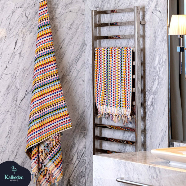 Rainbow Pom Pom Bath + Hand Towel Set