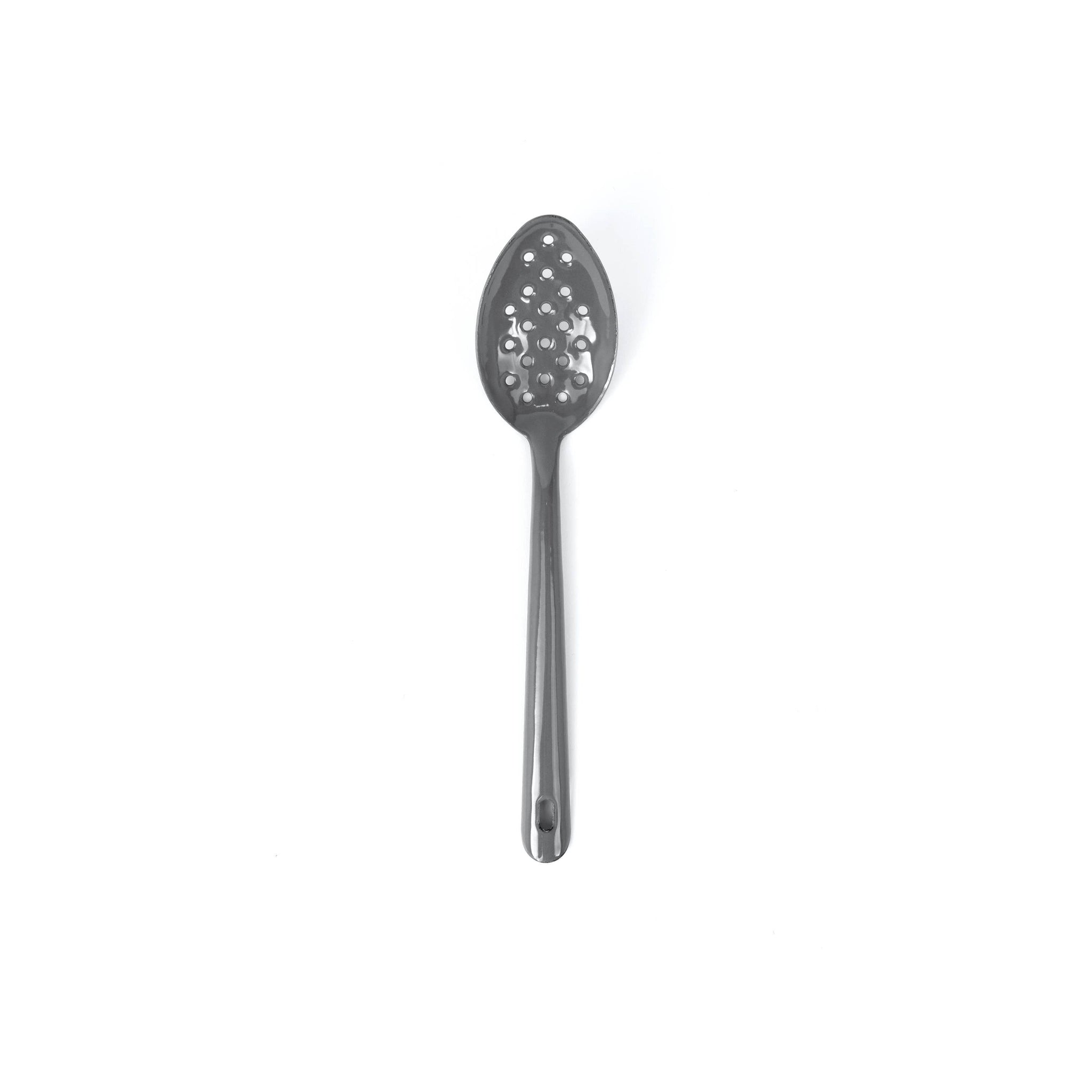 Vintage Enamelware Large Slotted Spoon: Medium Blue