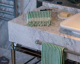 Preorder: Green Striped Hand + Bath Towel Set