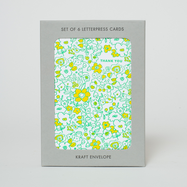 Preorder: Boxed Set Thank You Floral Letterpress Greeting Cards by Egg Press