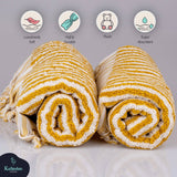 Mustard Striped Hand + Bath Towel Set