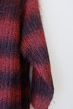 Red and Black Striped Angora Fuzzy Sweater