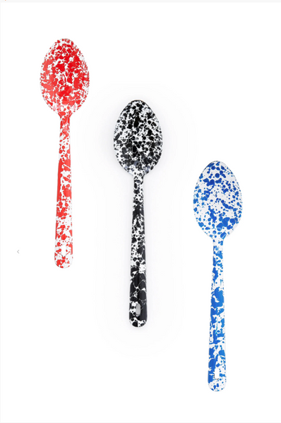 Splatter Enamelware Large Serving Spoon: Red/Blue/Black