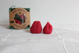Large Strawberries Beeswax Candle Pair