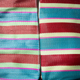 RECYCLED PLASTIC STRIPE BAG - Rectangle D15: Green x Pink