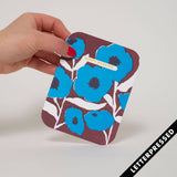 Wedding Congrats Blue Poppies Letterpress Greeting Card by Egg Press: Plastic sleeve