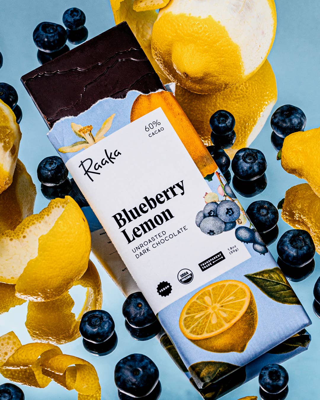 Raaka Blueberry Lemon Bar (60%)