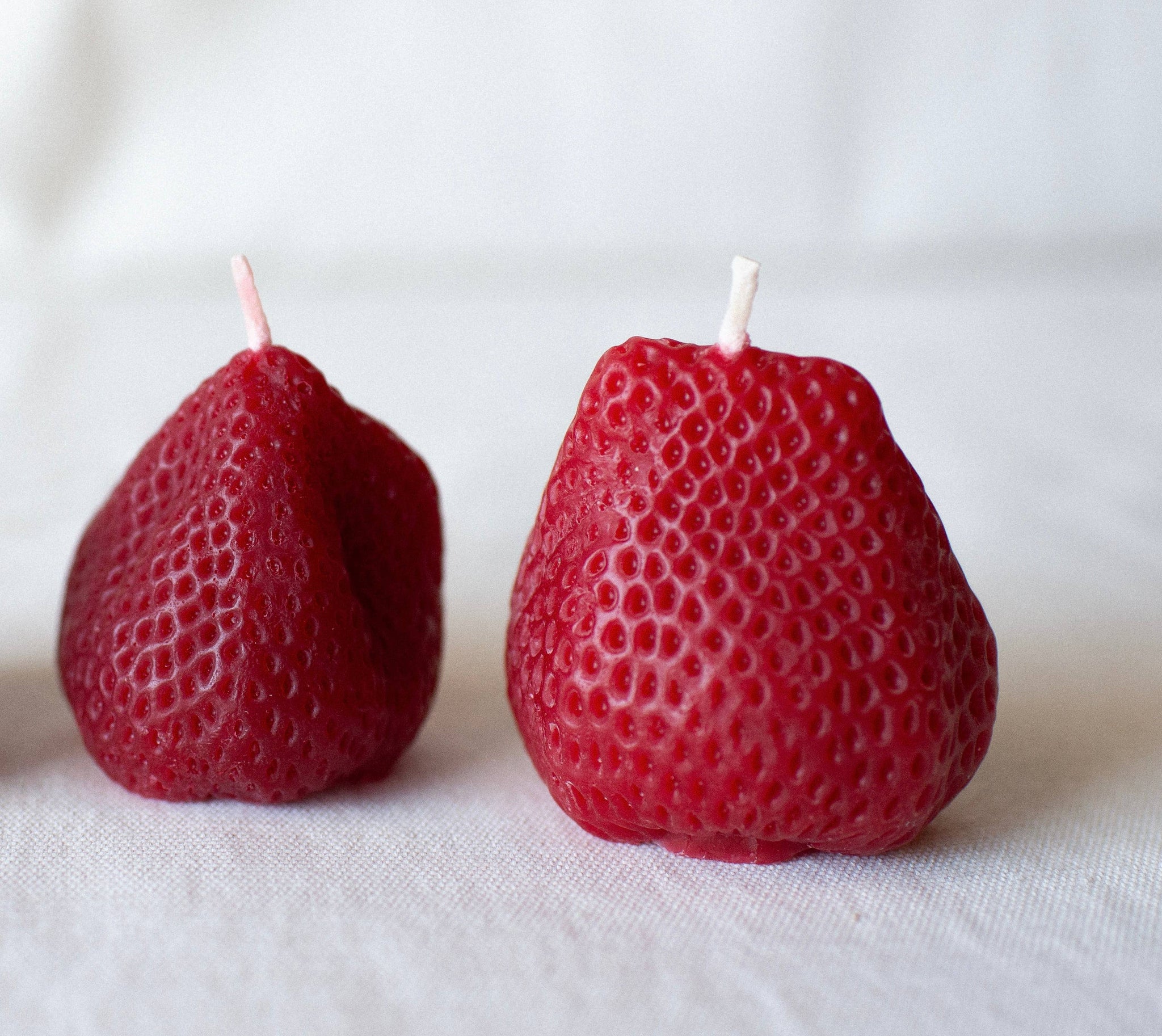 Large Strawberries Beeswax Candle Pair