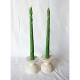 Asparagus Beeswax Candle Taper Pair