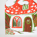 Preorder: Merry Mushroom House Letterpress Holiday Greeting Card by Phoebe Wahl