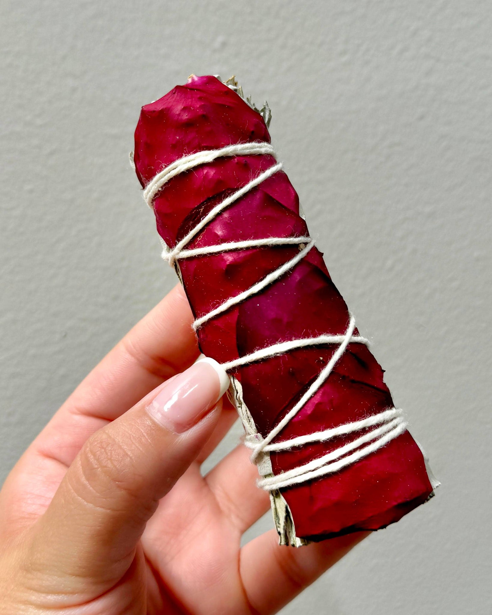 White Sage Smudge Wands with Red Rose Petals