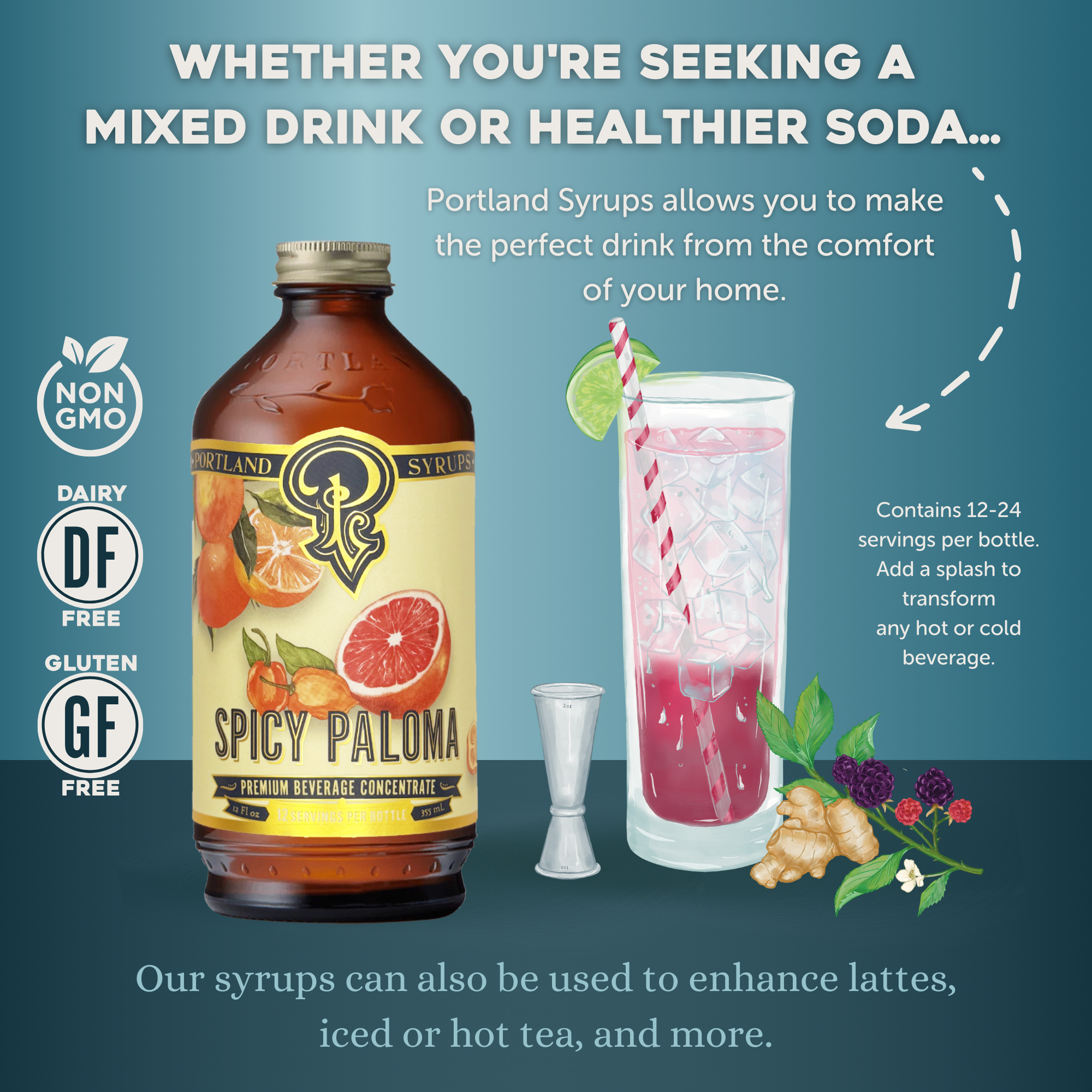 Spicy Paloma Syrup 12oz - cocktail / mocktail / Coffee / Tea