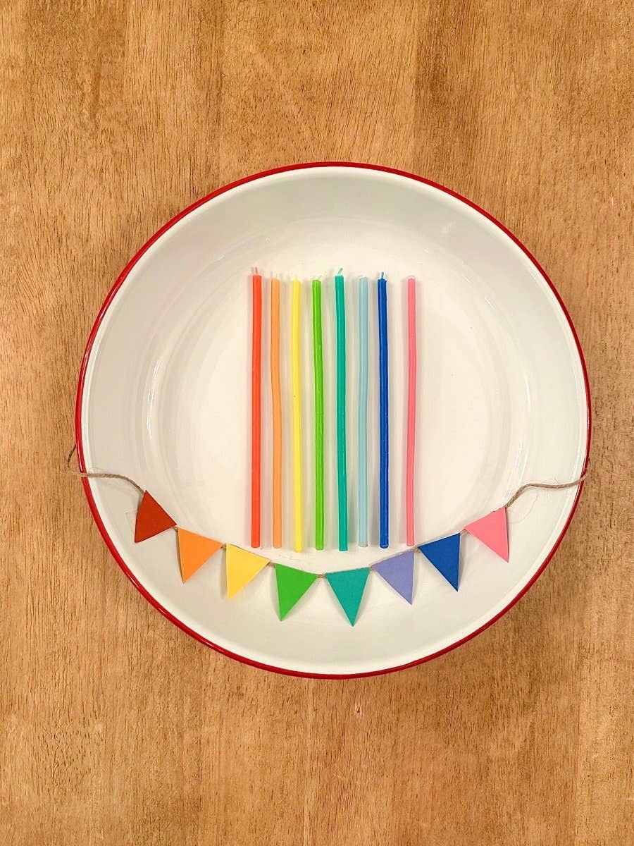 Rainbow Beeswax Birthday Candle Set 🌈8🎂