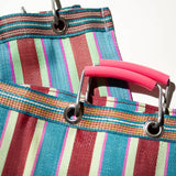 RECYCLED PLASTIC STRIPE BAG - Rectangle D15: Red x Blue