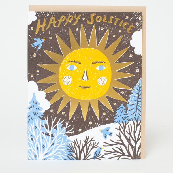 Solstice Sun Letterpress Greeting Card by Phoebe Wahl: Paper tab