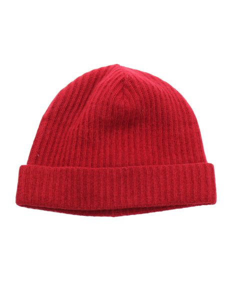 Cashmere Ribbed Hat with Folded Cuff
