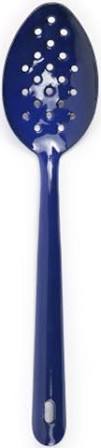 Large Splatter Enamelware Slotted Spoons - Blue