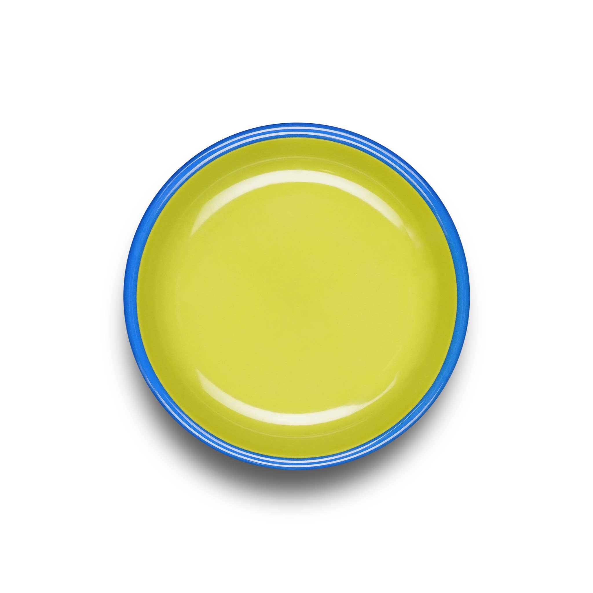 Colorama Dinner Plate 10" Chartreuse with Electric Blue Rim