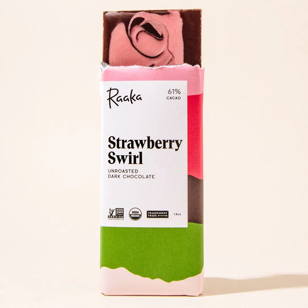 Raaka Strawberry Swirl Chocolate Bar
