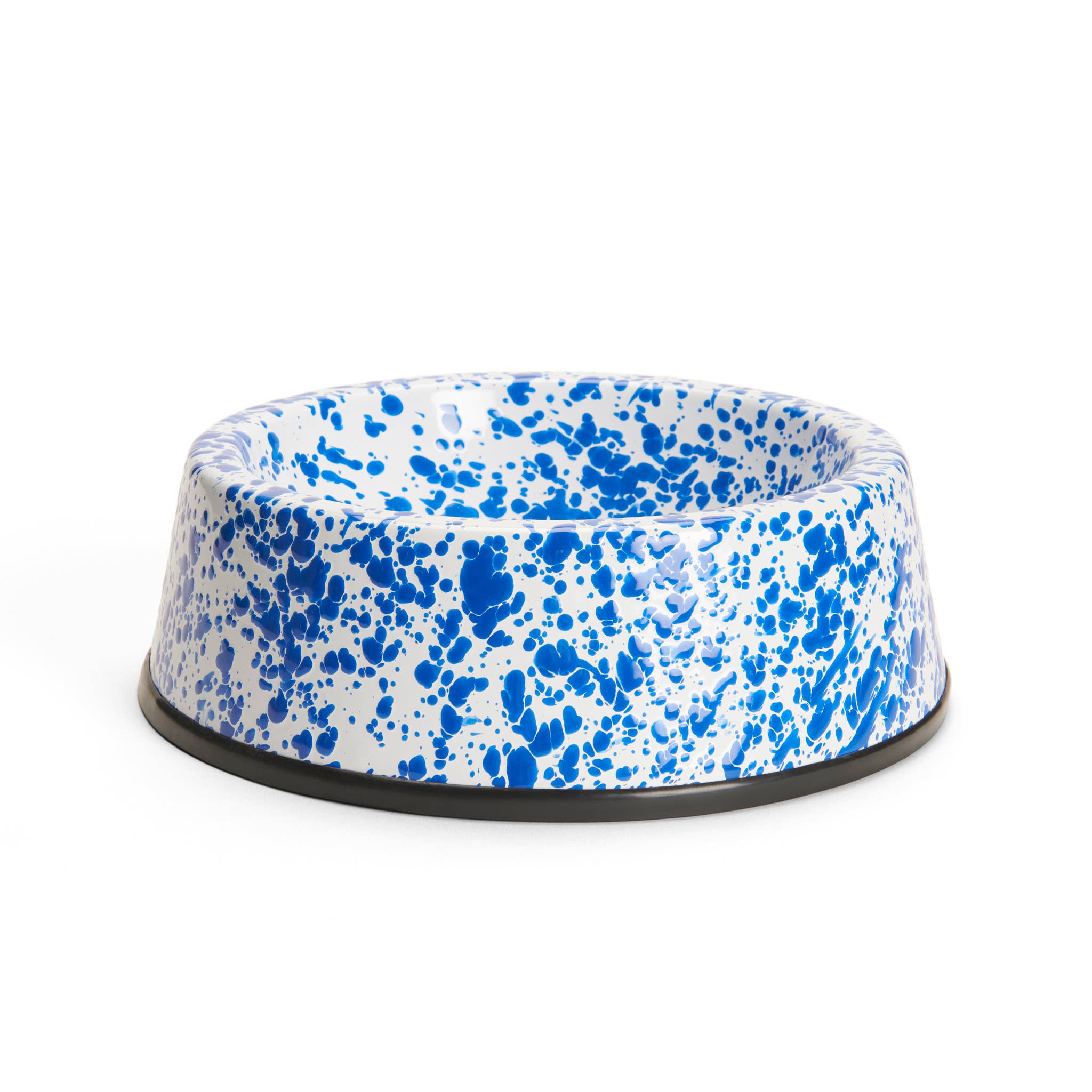 Splatter Enamelware Large Pet Bowl: Blue Splatter