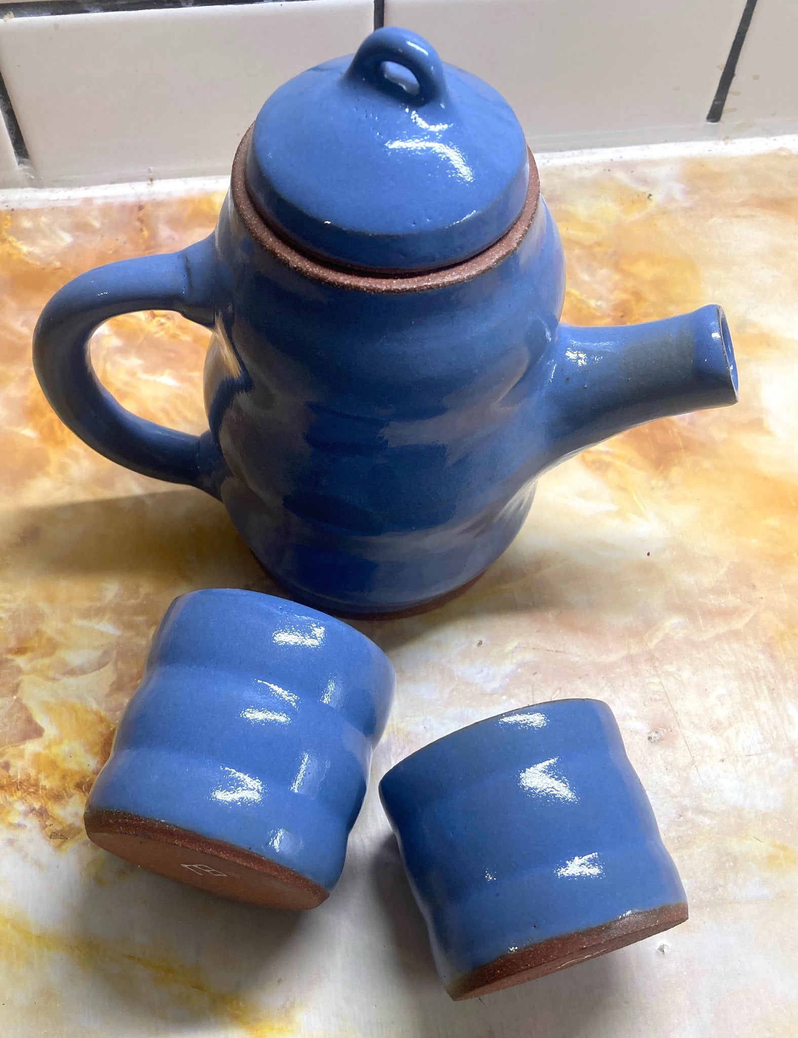 Nino Ceramics Blue Teapot + Tumbers